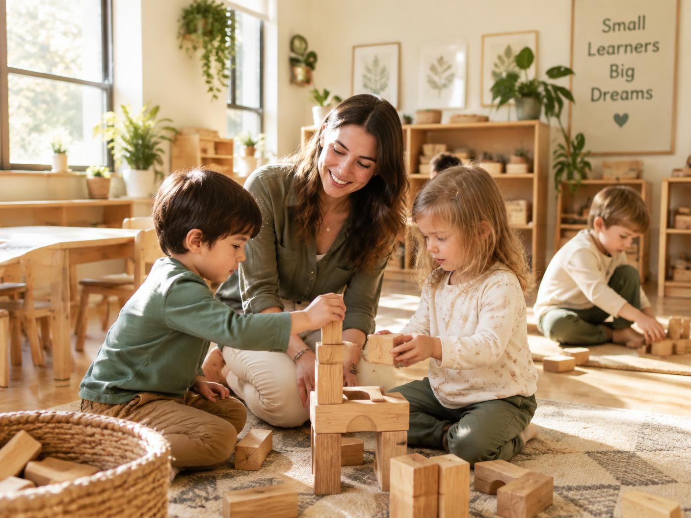 Teacher and children learning together